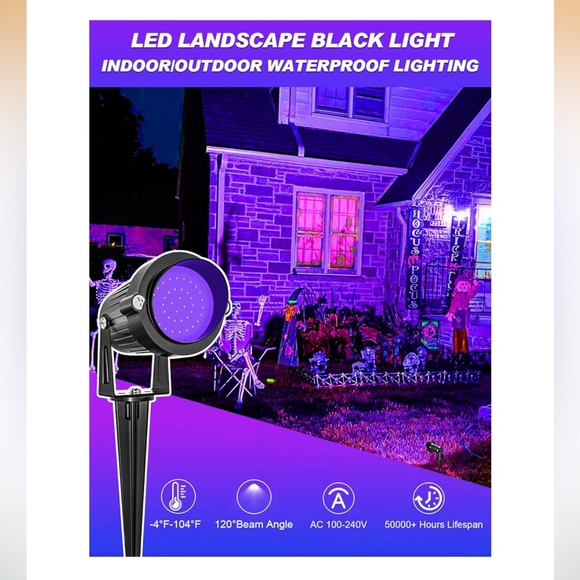 6 Blacklight Spotlight Outdoor 15W LED Waterproof Landscape Lighting with Plug - Picture 2 of 8
